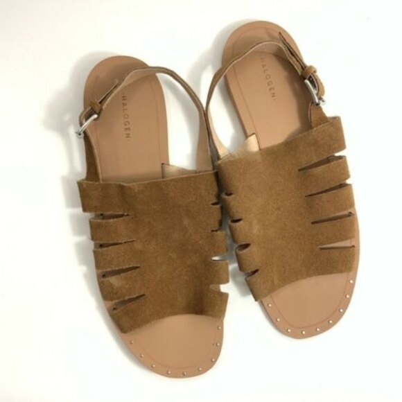 Halogen Sandals Women 9.5M Brown Jannie Cut Out Slingback Open-toe Studded - Picture 9 of 10